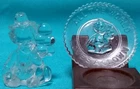 Vintage MOSSER GLASS Pee-Wee Balloon Clown & Plate GOLD KRYSTAL COLOR