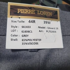 Pierre Loren Gray Slacks Pleated Career Dress Pants Edward 2B