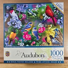 MasterPieces JIGSAW PUZZLE Audobon 31977 Songbird Collage 1000 pieces LINEN
