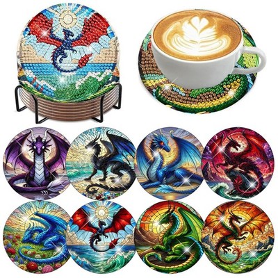 Zythron 8 PCS Diamond Art Coasters Dragon 3.8x3.8x0.5, 