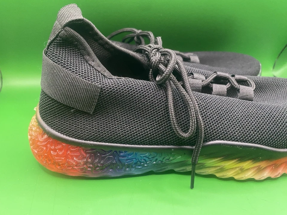 Wanted Rainbow Sneakers Womens Size 6.5 Black Knit Rainbow Soles Tennis Shoes - Image 4 of 4