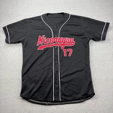 Vintage Nicaragua Baseball National Team Jersey Mens Large #17 Black Stitched