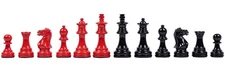 Italfama Wooden Chess Pieces, Red/Black, Weighted, 3" King, Made In Italy