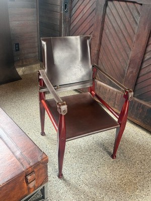 Authentic Models Bridle Brown Leather Campaign Chair New In Box