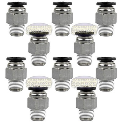 10Pc 1/8'' Male NPT x 1/4 OD Tube Female Push In To Lock Connect Fitting Straight