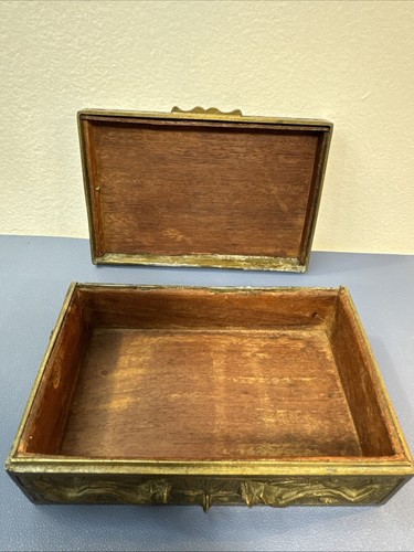 ATQ Asian Metal Brass Jewelry Trinket Box Dragon Relief 5x3” China - Picture 8 of 17
