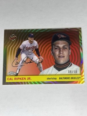 2025 Topps Chrome Platinum Cal Ripken Jr. Gold Vibrations Refractor /50 #305 HOF