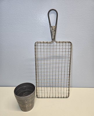 Vtg Acme Safety Grater 9''×5'' Wire Screen & Mirro Aluminum Measuring Cup USA