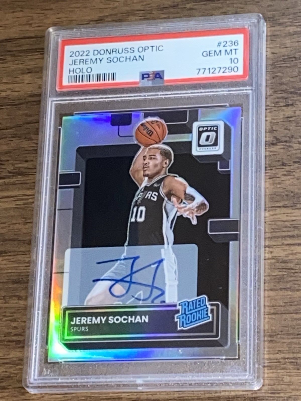 2022 Donruss Optic #236 Jeremy Sochan Holo Rookie Auto PSA 10 GEM MINT