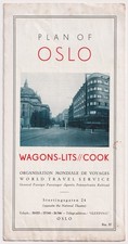 1937 Pre WW2 Wagons-Lits Cook Travel Map Oslo Norway City Plan Tourist Brochure