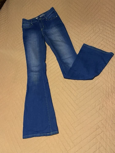Mossimo High Rise Flare Pants Womens Jeans Sky Blue Size 2 Super Stretch Denim