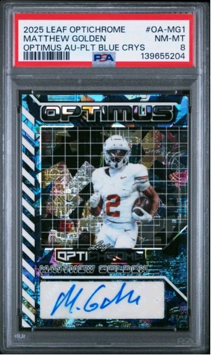 Matthew Golden Leaf Optichrome Optimus Autographs #OAMG1 Platinum Blue Crystal