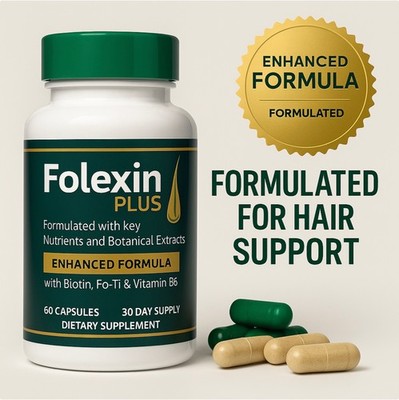 Folexin Plus Support Supplement for Women & Men with Biotin, Vitamin B6  2 Bottl