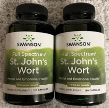 240 Caps Swanson St John’s Wort 375mg Stress Anxiety Depression Hypercin + Bonus