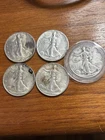 Lot of (5) Silver Walking Liberty Half Dollars   LOT - 90% Silver