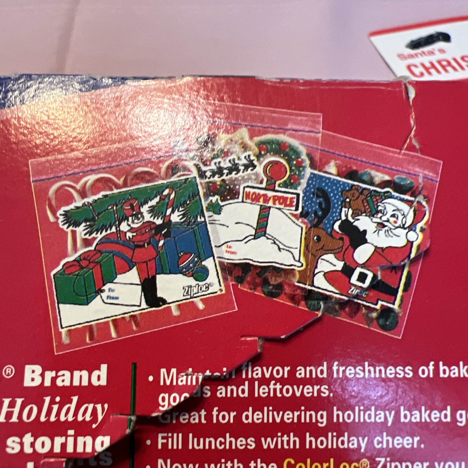 2 Ziploc Holiday Edition Sandwich Christmas Bags 1998 / 2001 1-sealed 1-open