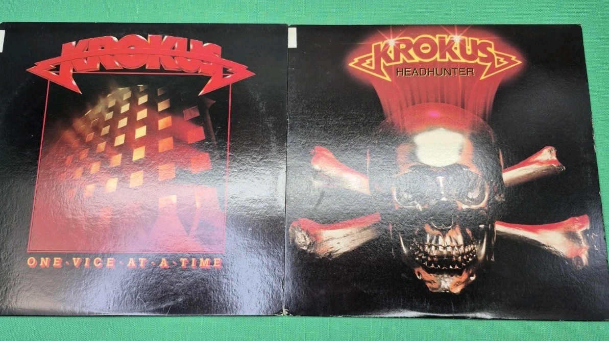 KROKUS Headhunter & One Vice At A Time LP Vinyl 1983 US 1st Press Arista AL 9623