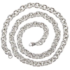 Vintage Monet Silver-Tone Chunky Chain Necklace - Classic Bold Layering 1980s