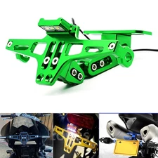 Motorcycle Tail Tidy Green License Plate Holder Fender Eliminator with LED Light