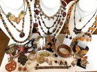 Vintage Fall Leaf Mix Jewelry Lot 45pc Trifari Monet JRivers Celluloid Enamel