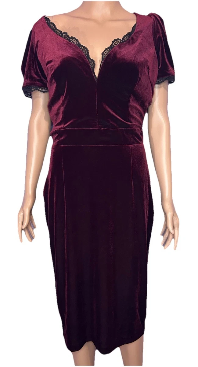 burgundy pin up dress Criss-Cross Halter Dress in Burgundy by Hemet – Glitz Glam and Rebellion main image 1