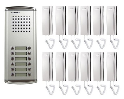 COMMAX 12-Apartment Audio Intercom KIT DR-12AM x1/ DP-SS x12/12V Power Supply x1