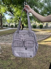 Lug Puddle Jumper Convertible Quilted Tote Diaper Bag Gray Travel Gym Overnight