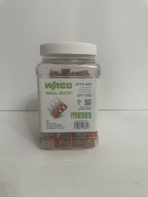 WAGO PUSHWIRE WALL NUTS 2773-403 Connectors 3-Port Conductors Orange Cover 250
