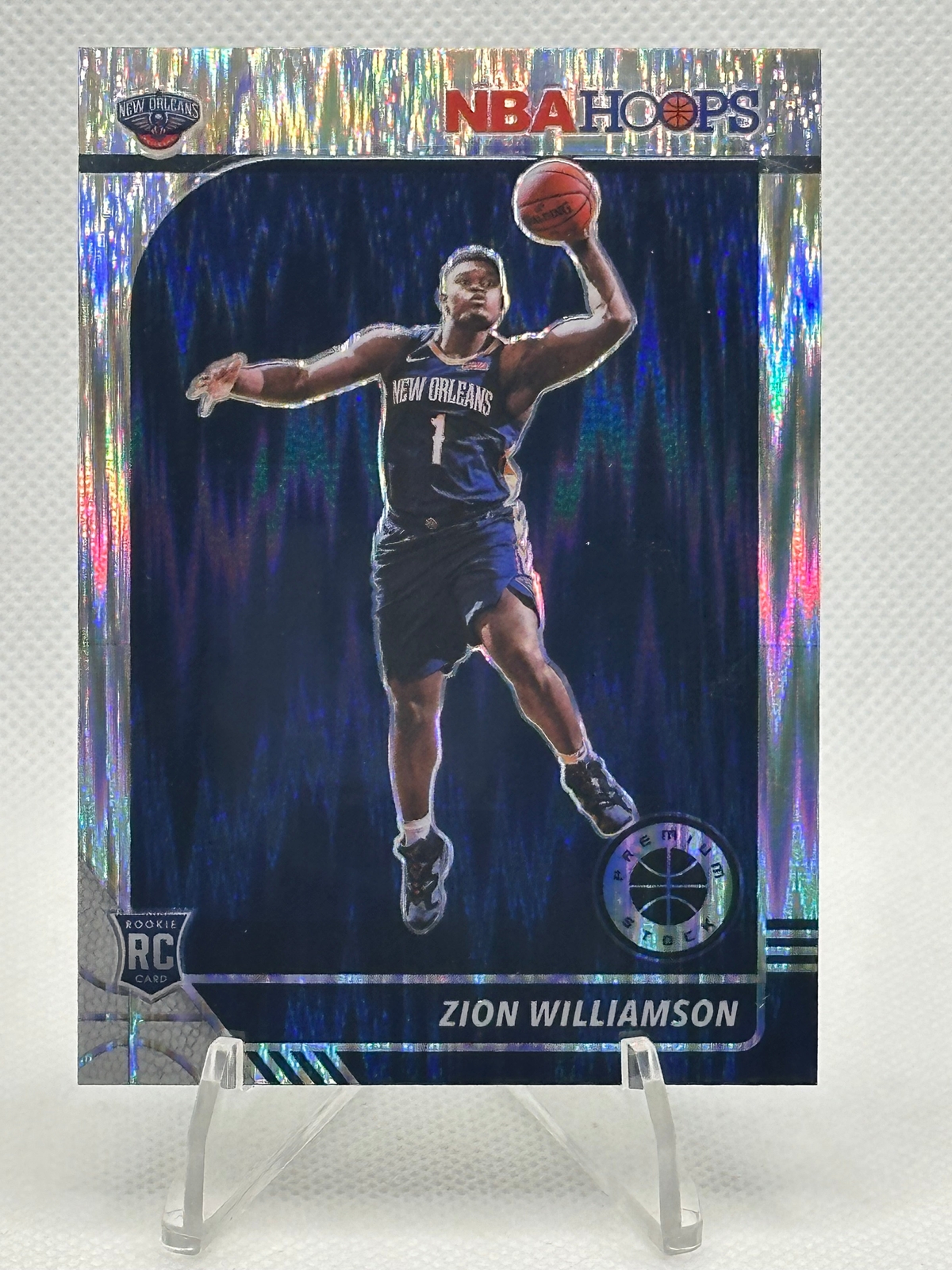 2019-20 Hoops Premium Stock #258 Zion Williamson (RC) (Flash Variation)