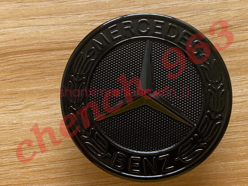 Insignia estrella plana capó negro brillante para Mercedes Benz A B C E S SLK clase 57 mm Foto 4 de 4
