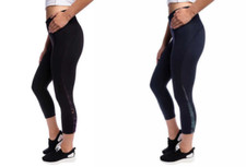 New Kirkland Women's Reflective Crop Tights XS or S Black or Navy