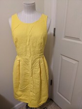 Classic J.Crew sleeveless yellow women cotton fully lined Dress Sz 8 medium