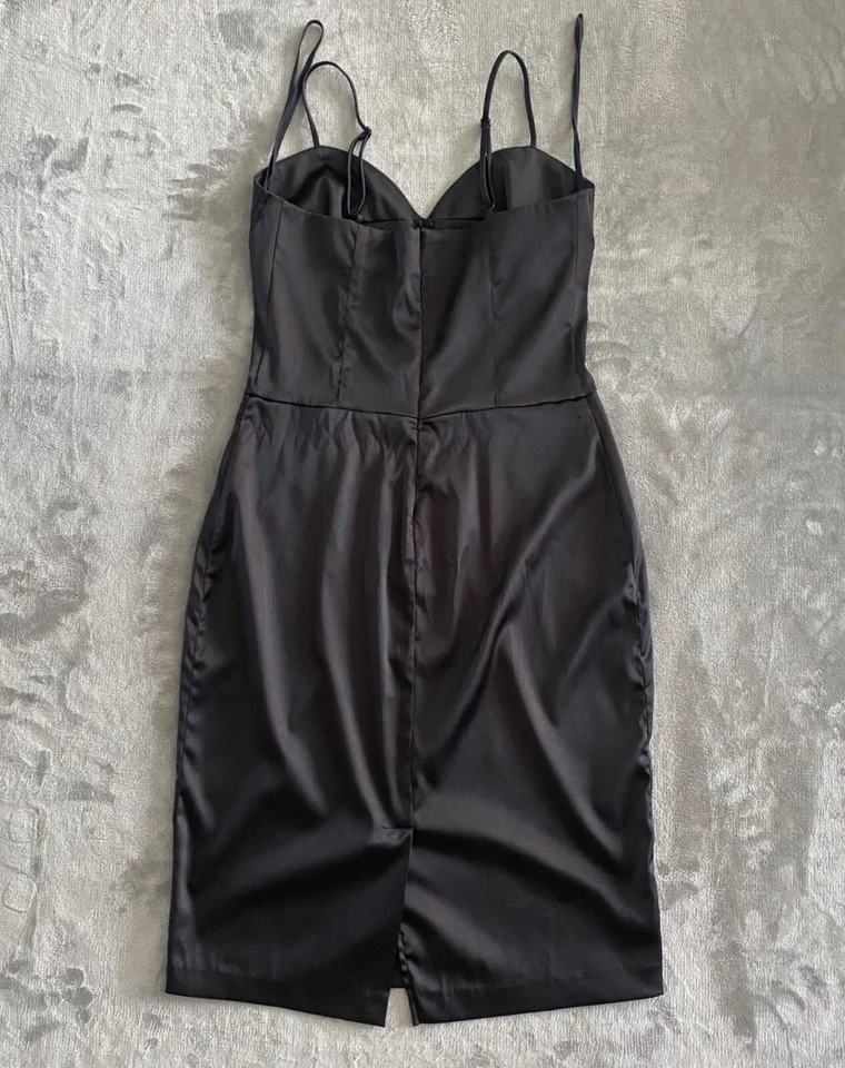 Vestido midi Charlotte Russe Y2K negro satinado bustier - talla mediana Foto 2 de 4