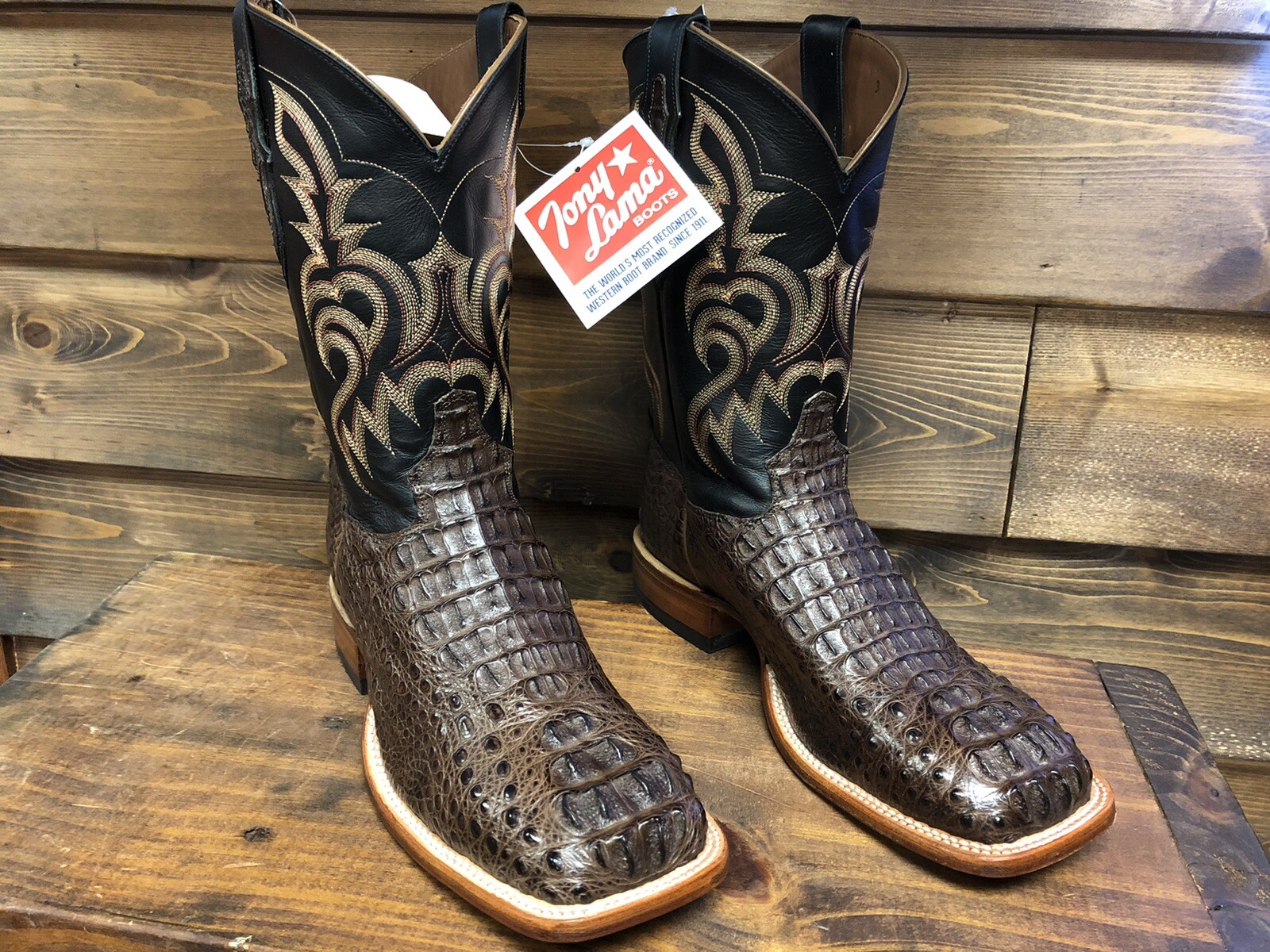 square toe caiman boots