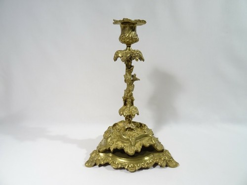 Antiguo Candelabro Louis XV Bronce Candlestick Leuchter Candelabro - Picture 2 of 12