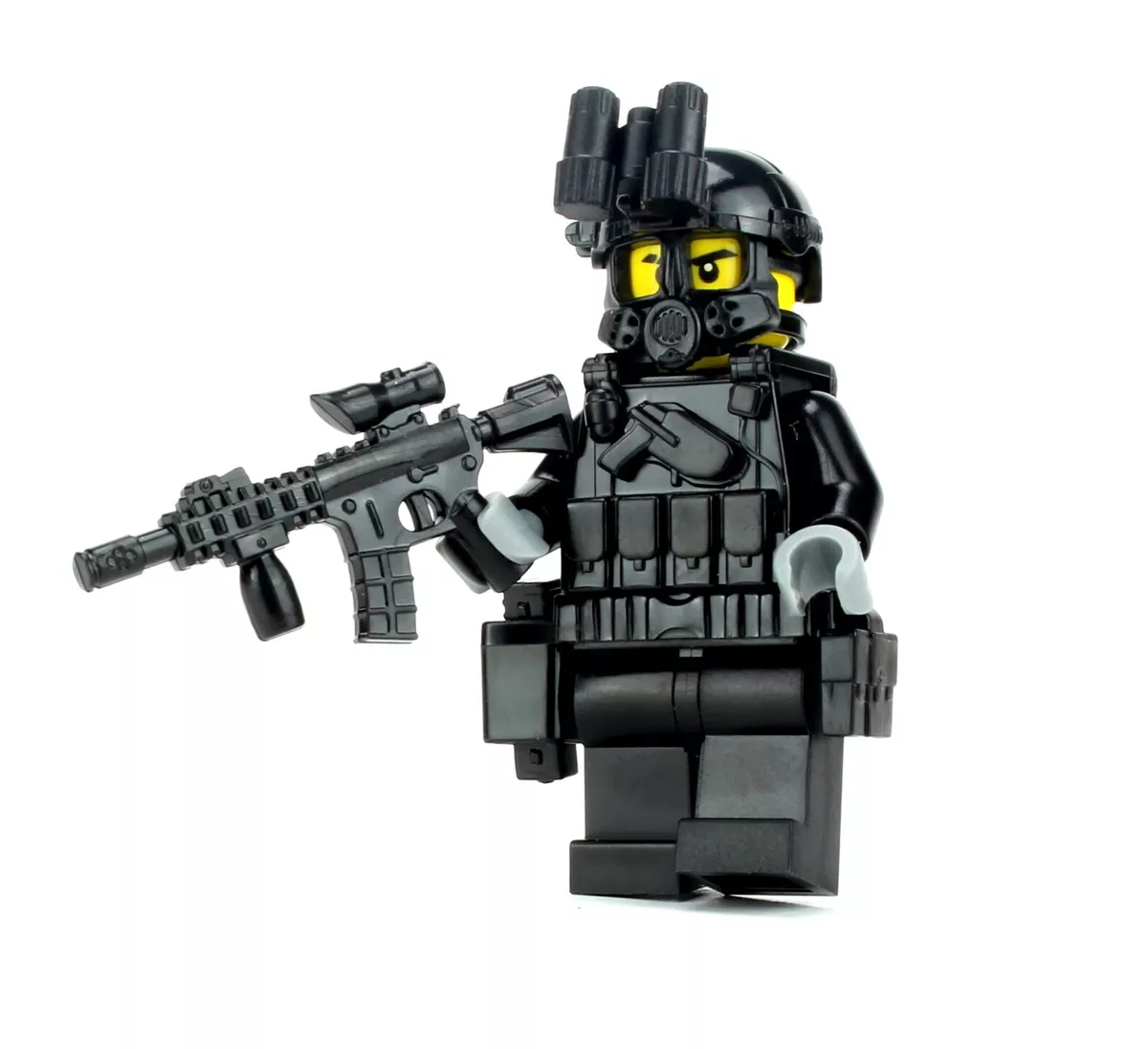 SWAT Assaulter Police Officer Minifigure made w real LEGO minifigure