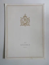 Le Regence vintage menu Paris France