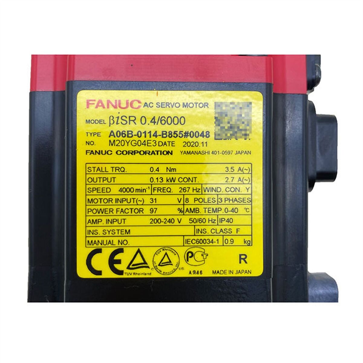 A06B-0114-B855#0048 Four-axis motor for FANUC LR Mate 200iD A06B-0114-B855#0048 Four-axis motor for FANUC LR Mate 200iD