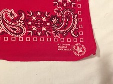 Vintage Red All Cotton 100 Cotton Made In USA Bandana RN 13960 19X21