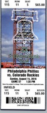 Colorado Rockies vs Philadelphia Phillies 8/14/2016 Ticket Citizens Bank Park