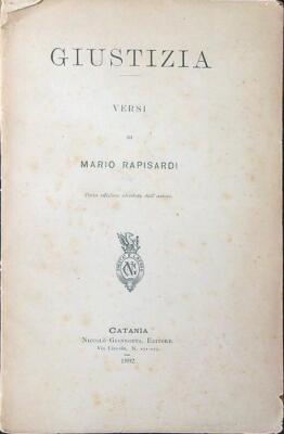 JUSTIZ. VERSI RAPISARDI MARIO NICCOLO ' GIANNOTTA 1892 \ BROSCHUR