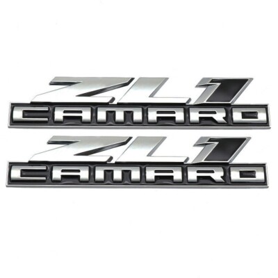 For Chevrolet CAMARO 2PCS ZL1 side LOGO Emblems Ornaments metal silver black