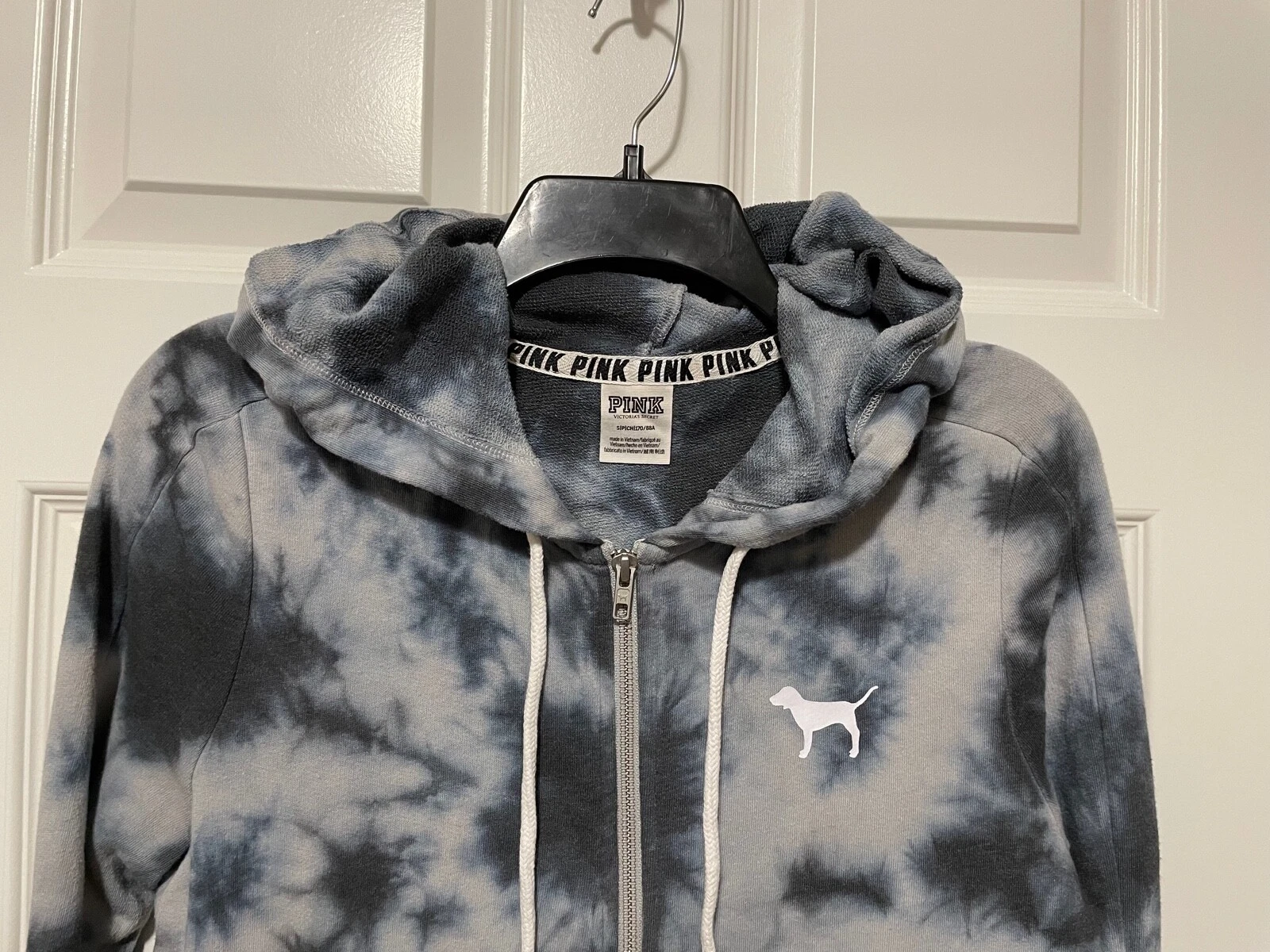 UNDERCOVER Felpa con cappuccio e zip intera Victoria's Secret blu tie dye logo cane taglia SMALL