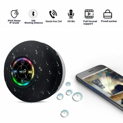 Waterproof Bluetooth Shower Speaker Bathroom Portable Wireless Hand-free Call - Picture 1 of 17