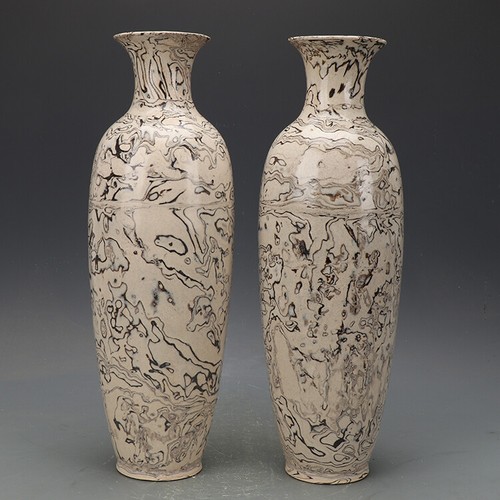 17.2" ancient China Porcelain a pair Song dynasty Twisted glaze pulm vase