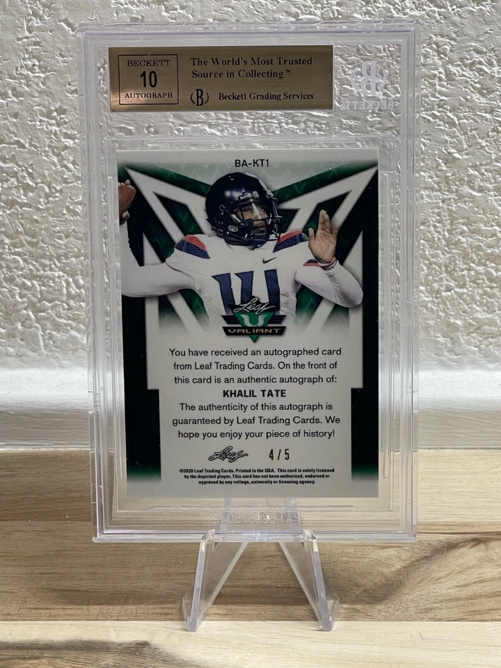 2020 Leaf Valiant Black #BAKT1 Khalil Tate RC BGS 9.5 GEM MINT /5 #'d 4/5 - Image 4 of 4