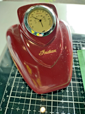 Indian Motorcycle Gas Tank Paperweight/Desk Clock Speedometer Red WORKS!