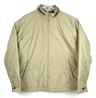 CHAPS Ralph Lauren Tan Fleece Lined Jacket Size XL Full Zip Hidden Hood Classic | eBay