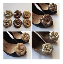 Klassische Rosa Gold Lederclips f&uuml;r Schuhe, 2 St&uuml;ck, Handarbeit.