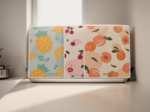 Reusable Washable Paper Towels, Set of 3 Fruit Designs, 7 x 8 inches - Picture 5 of 6